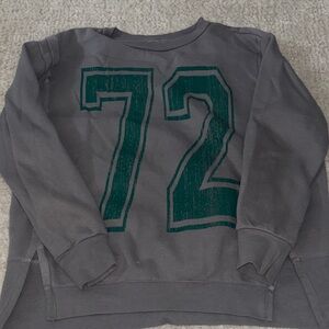 Charcoal Gray Sweater with Teal Print